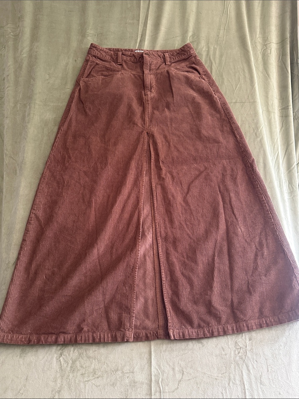 #970 We The Free Corduroy A-Line Skirt in Mauve